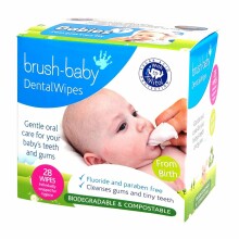 Dantų šluostės kūdikiams su šepetėliu Prekės BRB242 dantenų servetėlės, 28 vnt