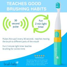 Brush Baby Go-Kidz Art.BRB120 Green  bērnu elēktriska zobu birste ar uzlīmēm