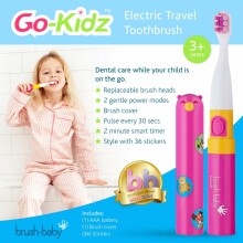 Brush Baby Go-Kidz Art.BRB121 vaikiškas elektrinis dantų šepetėlis su lipdukais
