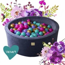 MeowBaby® Color Round Velvet Art.119998 Violetinis sausas baseinas su kamuoliukais (250vnt.)