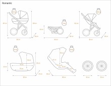 Kunert Romantic Exclusive Art. ROM-16  Baltas kūdikių vežimėlis 3 viename