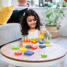 New Classic Toys Geometric Stacking  Art.10500  Развивающая деревянная игрушка 'Геометрические фигуры'