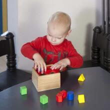New Classic Toys Shape Sorting Art.10560 Koka kubs ar figūrām