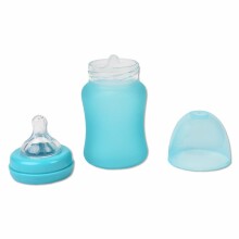Kasdienis kūdikio stiklo karščio jutiklis 10203 Turquoise Anti-colic stiklinis maitinimo butelis su temperatūros indikatoriumi 150ml
