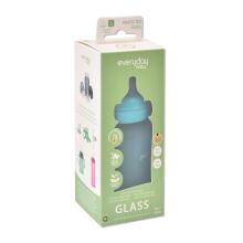 Everyday Baby  Glass Heat  Sensing   Art.10203 Turquoise  Стеклянная  бутылочка для кормления с индикатором температуры 150 мл.