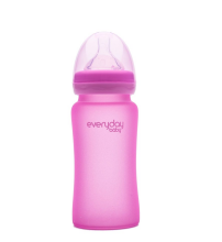 Everyday Baby  Glass Heat  Sensing   Art.10222 Pink Glass feeding bottle with temperature indicator 240 ml.