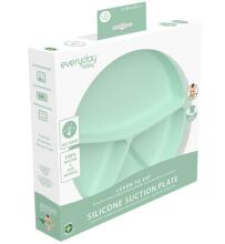 Everyday Baby Suction Plate  Art.10516 Mint Green  Silikona trauks ar nodalījumiem