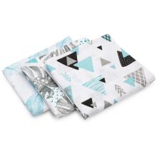 Sensillo Muslin Diaper Art.121236 Blue Высококачественная муслиновая пелёнка для лица, 3 шт. (70x80 см)