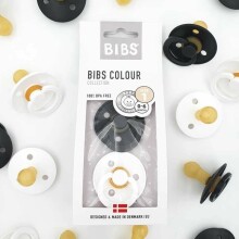 Bibs Colour Art.121263 Black/White  Apaļš māneklītis(knupītis) no 100% dabiska kaučuka no 0-6 mēn. (2 gb.)
