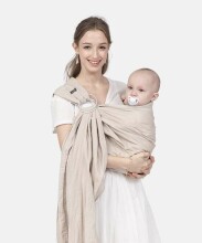 La bebe™ Nursing Sling Cotton Art.122958 Light Beige Zīdaiņu slings ar rinķiem (bērniem līdz 36 mēnešiem) + DĀVANĀ mugursomiņa (25x30cm)