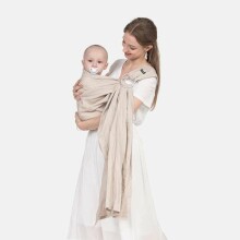 La bebe™ Nursing Sling Cotton Art.122958 Light Beige Zīdaiņu slings ar rinķiem (bērniem līdz 36 mēnešiem) + DĀVANĀ mugursomiņa (25x30cm)