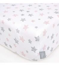 Palags jersī ar gumiju PINK STARS 120x60 cm CEBA BABY (823) Akcija