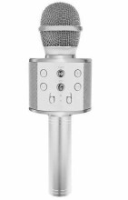 TLC Baby Microfone Art.WS-858 Sudrabs Karaoke mikrofons - skaļrunis ar balss maiņas efektiem