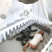 La bebe™ Cotton Border (320) Art.127372 Grey Плетёный бортик-охранка (косичка) для кроватки 320 cм