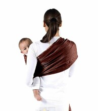 La bebe™ Nursing Sling VIP Linen  Art.127913 Brown Zīdaiņu slings ar rinķiem (bērniem līdz 36 mēnešiem)+ DĀVANĀ mugursomiņa (25x30cm)