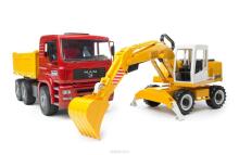 BRUDER MAN TGA Smagā celtniecības mašīna un Liebherr ekskavators, 2751