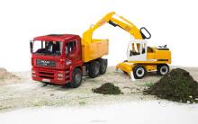 BRUDER MAN TGA Smagā celtniecības mašīna un Liebherr ekskavators, 2751
