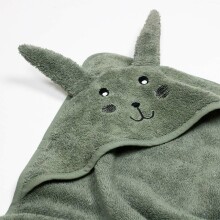 LITTLE dvielis ar kapuci Smoked Green, Rabbit 80x80 cm
