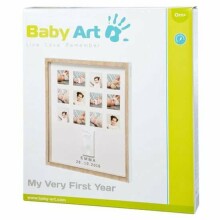 Baby Art First Year Print Frame Art.3601094800  Modernus - baltas / pilkas didelis rėmelis su įspaudu ir 12 paveikslėlių