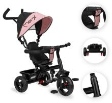 Momi Iris  Art.132008 Pink Bērnu trīsritenis ar rokturi un jumtiņu 5 vienā