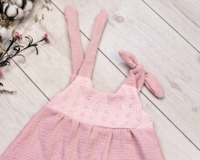 Baby Love Muslin Dresses Art.132815 Pink Детское муслиновое  платье на завязочках