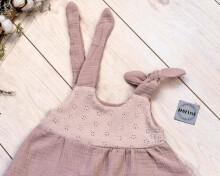 Baby Love Muslin Dresses Art.132817 Beige  Детское муслиновое  платье на завязочках
