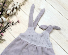 Baby Love Muslin Dresses Art.132818 Grey   Детское муслиновое  платье на завязочках
