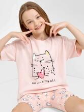 NORD TEXTILE Cat Art.567730  Детская хлопковая пижамка кофточка+шорты