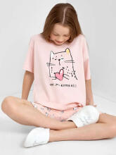 NORD TEXTILE Cat Art.567730  Детская хлопковая пижамка кофточка+шорты