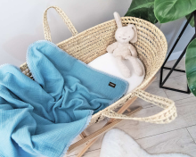 La bebe™ Muslin Blanket Art.132865 Blue  Bērnu augstākās kvalitātes muslīna sedziņa/plediņš 70×100cm
