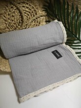 La bebe™ Muslin Blanket Art.132868 Grey Высококачественное  муслиновое одеялко/пледик 70x100см