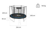 Spokey Trampoline Jumper Art.927878 Складной Батут с защитной сеткой, 2,44м