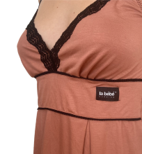 „La Bebe ™“ slaugos užtemimas, 1335055 pilkas motinystės slaugos naktinis marškinėlis su nėriniais