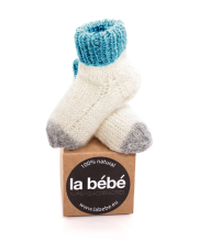 La Bebe™ Lambswool Natural Eco Socks Art..133519 Blue Натуральные шерстяные носочки для новорожденного