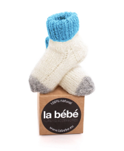 La Bebe™ Lambswool Natural Eco Socks Art..133519 Blue Натуральные шерстяные носочки для новорожденного