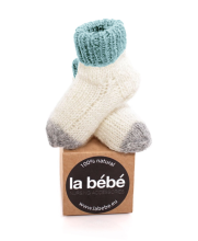 La Bebe™ Lambswool Natural Eco Socks Art..133519 Blue Натуральные шерстяные носочки для новорожденного