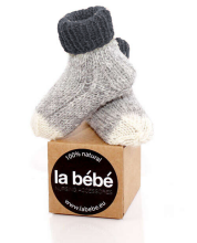 La Bebe™ Lambswool Natural Eco Socks Art.83993 Grey Dabīgas vilnas adītas bērnu zeķītes