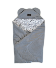 La bebe™ Swaddle Velur+Cotton 90x90 Art.133708 Yellow Высококачественное детское двустороннее легкое одеяло-конверт с капюшоном (90x90 см)