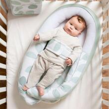 Doomoo Baby Cocoon Art.246928 Leaves Aqua Green Гнездышко – кокон для новорожденных Babynest