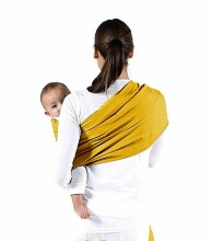 „La bebe ™“ slaugos diržas „VIP Linen“, 133434 geltonas kūdikio diržas su žiedais (vaikams iki 36 mėn.) + NEMOKAMA kuprinė (25x30cm)