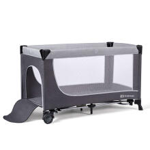 KinderKraft'22 Leody Art.KCLEOD00GRY0000 Grey  Двухярусная детская кроватка для путешествий