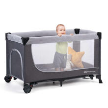 KinderKraft'22 Leody Art.KCLEOD00GRY0000 Grey  Двухярусная детская кроватка для путешествий