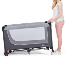 KinderKraft'22 Leody Art.KCLEOD00GRY0000 Grey  Двухярусная детская кроватка для путешествий