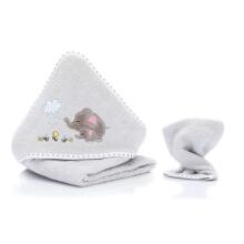 Fillikid Elephant Towel Art.1030-97  Детский комплект для ванной махровое Полотенце с капюшоном 100х100 см  + рукавичка для мытья