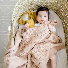La Millou Cotton Blanket  Art.135594 Hazelnut   Детское одеяло из 100% мерино шерсти ,80x90см