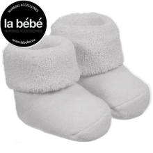 La bebe™ Eco Cotton Baby Socks with rubber grip Art.135814 Beige-Grey Натуральные хлопковые носочки для новорожденного с силиконовыми точками [made in Estonia]