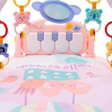 BabyMix  Bayo  Art.38651 Pink  Детский развивающий коврик с пианино и дугой с подвесками, со звуком