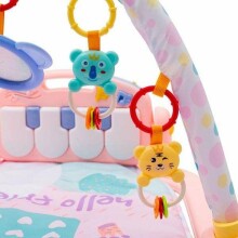 BabyMix  Bayo  Art.38651 Pink  Детский развивающий коврик с пианино и дугой с подвесками, со звуком