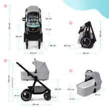 KinderKraft Everyday 2 in1 Art.KSEVER00LGR2000 Light Grey  Universālie rati 2 in1