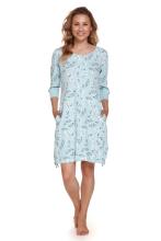 Doctornap Night Dress Art.TM.4129 Pool Blue Kokvilnas naktskrekliņš grūtniecēm/barošanai